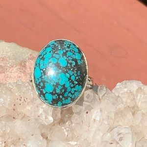 BOUTIQUE TIBETAN TURQUOISE 925 SILVER RING, SZ 6.5